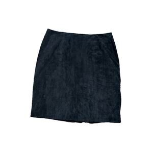Passports Vintage 90s Suede Leather Skirt Sz Small Above Knee Short Pencil Black